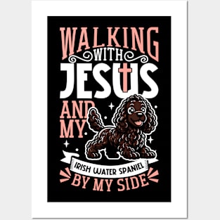 Jesus and dog - Irish Water Spaniel Posters and Art